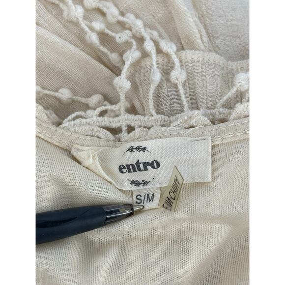 Entro Cream Crochet Lace Sleeveless Tank Top Women's Size Small/Medium - Picture 5 of 5